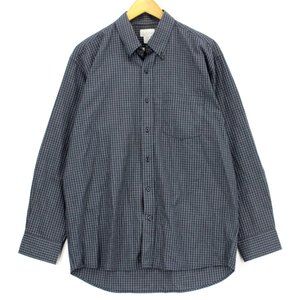 Outline Shirt Men's Gray Plaid Button Down Long Sleeve Cotton Size Medium M